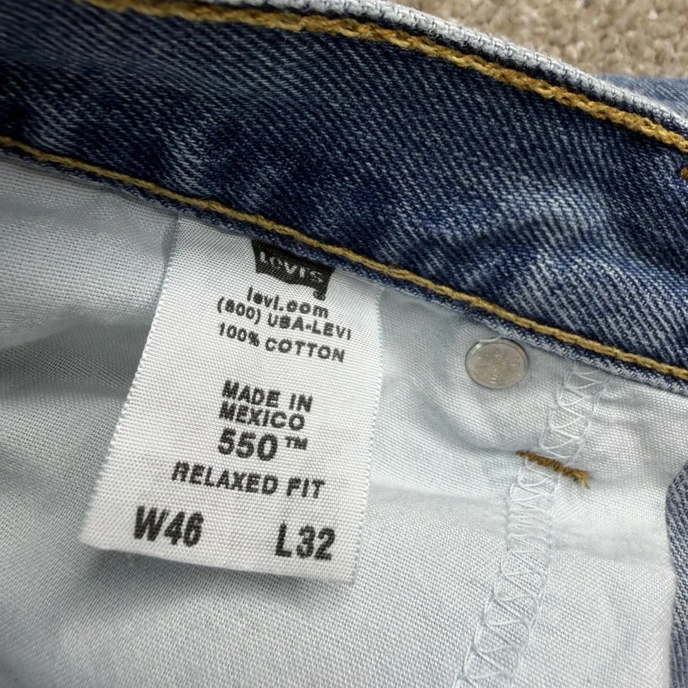Y2K Levis 550 Jeans Mens 46x32 Light Wash Blue Denim Relaxed Tapered Pants